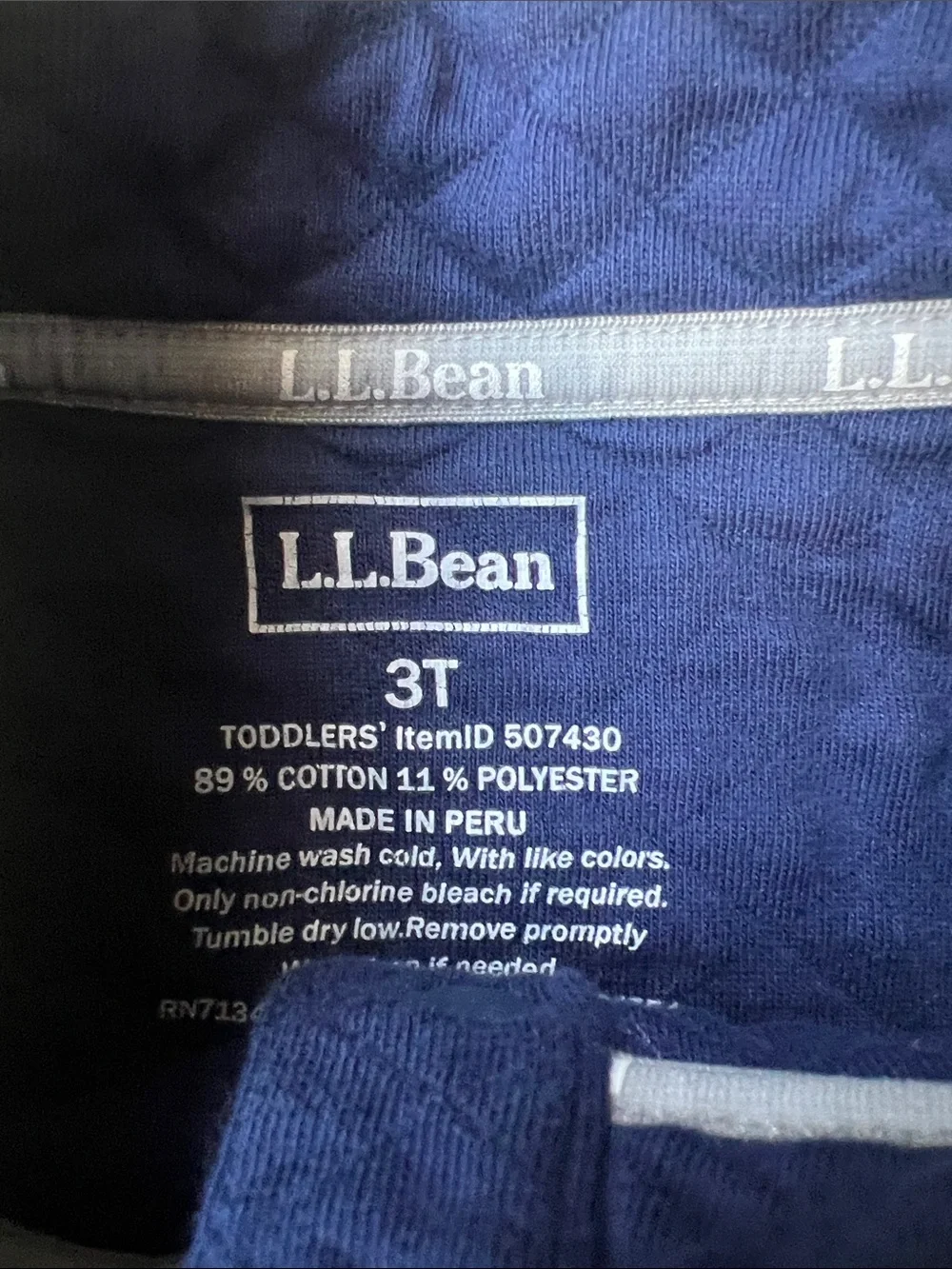 L.L. Bean Blue Quilted Jacket with Yellow Trim